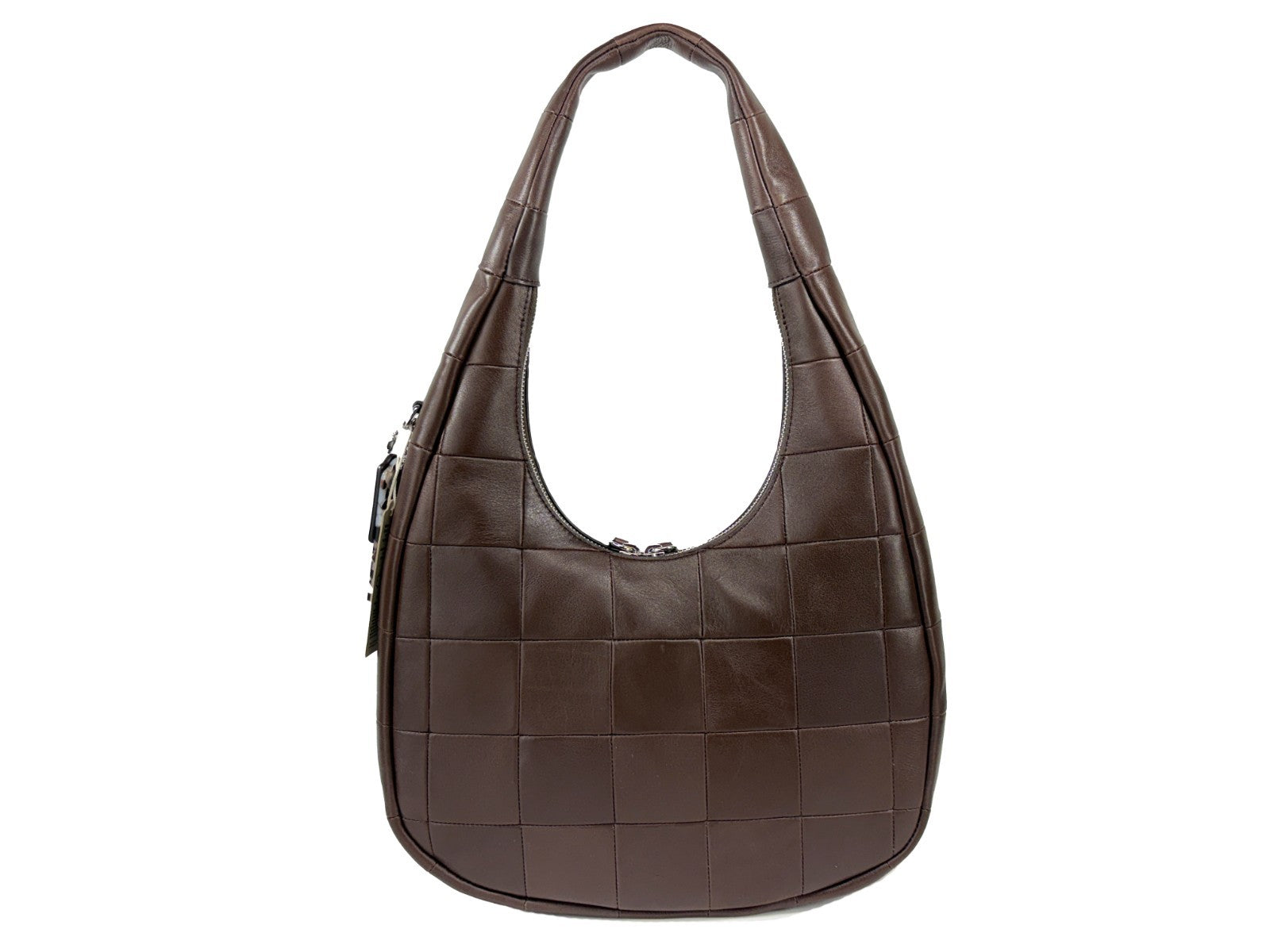 Shoulder Crescent Bag by COACH for women in leather silver features a stately silhouette, showcasing a secure snap & zipper, ample , and stately shoulder-strap for a stately finish.