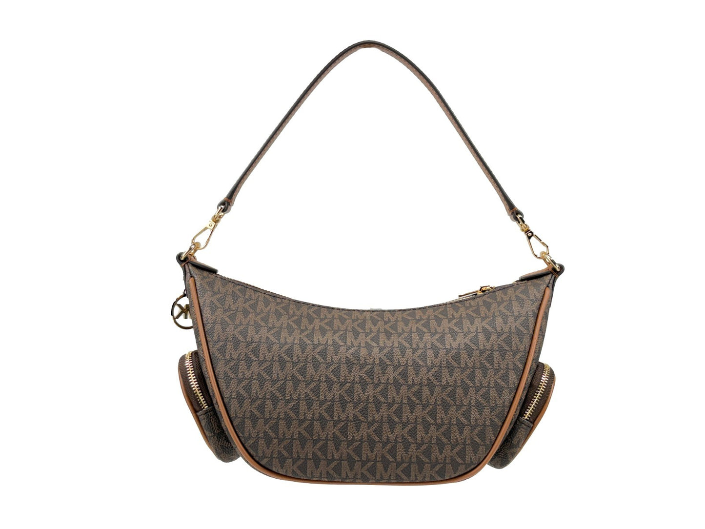 Small Crossbody Handbag by Michael Kors for women in synthetic polyurethane leather brown & gold showcases a versatile sophistication silhouette, featuring a secure zipper, versatile sophistication , and versatile crossbody-strap & adjustable-strap for a versatile sophistication finish.