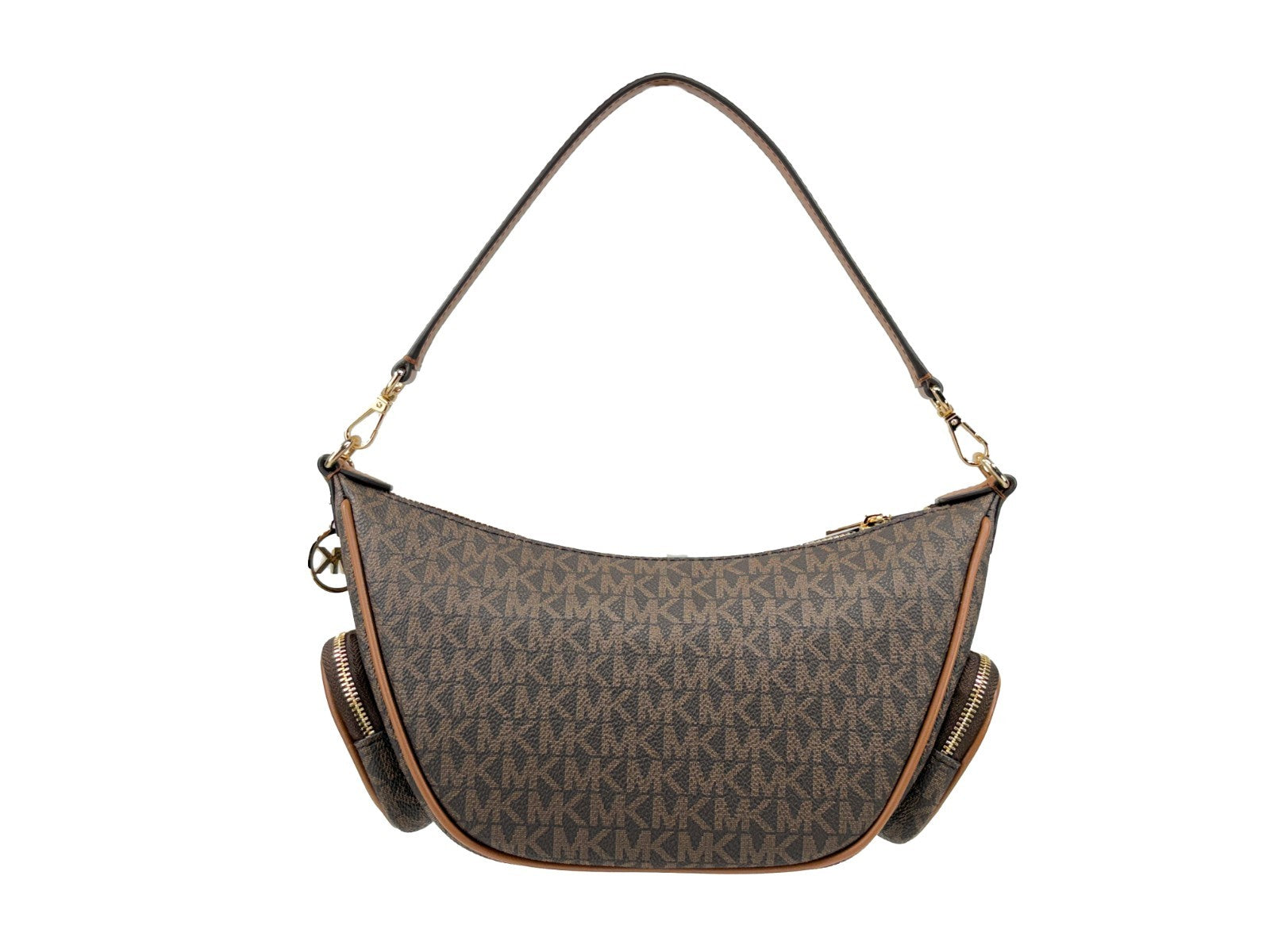 Small Crossbody Handbag by Michael Kors for women in synthetic polyurethane leather brown & gold showcases a versatile sophistication silhouette, featuring a secure zipper, versatile sophistication , and versatile crossbody-strap & adjustable-strap for a versatile sophistication finish.