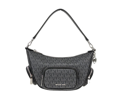 Small Crossbody Handbag by Michael Kors for women in synthetic polyurethane leather black & silver showcases a versatile sophistication silhouette, featuring a secure zipper, versatile sophistication , and versatile crossbody-strap & adjustable-strap for a versatile sophistication finish.