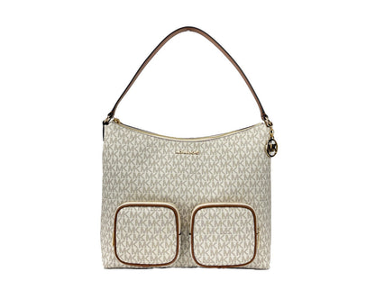 Large Shoulder Bag by Michael Kors for women in synthetic polyurethane leather gold, signature-print & print features an effortlessly chic silhouette with a secure zipper, ample , and versatile shoulder-strap for effortlessly chic everyday luxury.
