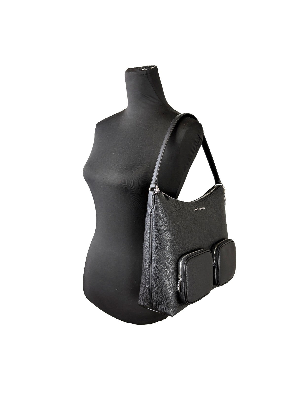 Large Shoulder Bag by Michael Kors for women in pebbled leather black & gold features a effortless sophistication silhouette, secured by a zipper with ample and versatile shoulder-strap for a effortless sophistication finish.