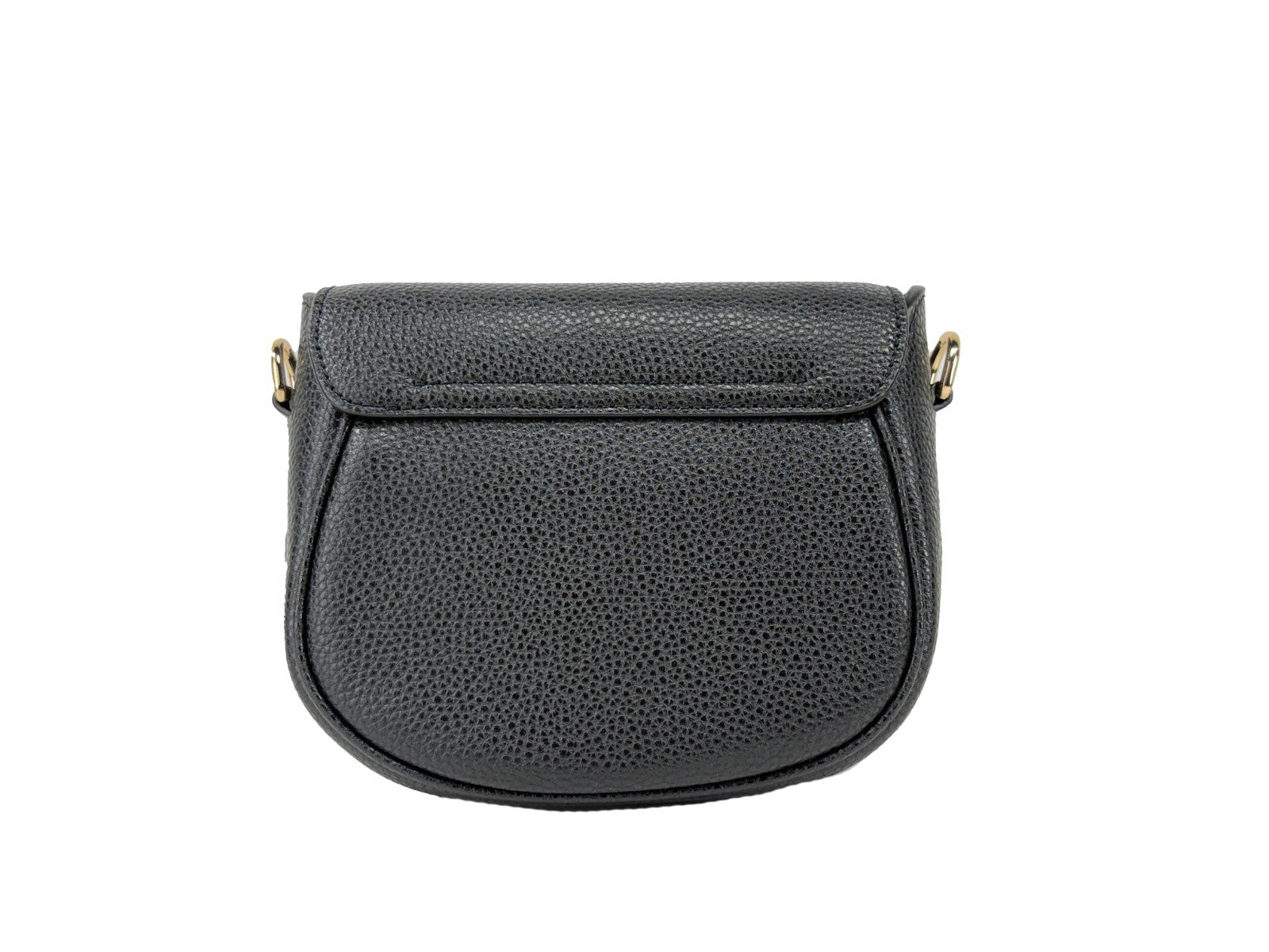 Crossbody Saddle Handbag by Marc Jacobs for women in pebbled leather black & gold features a multifaceted silhouette, showcasing a secure and multifaceted with versatile crossbody-strap, adjustable-strap & detachable-strap for multifaceted style.