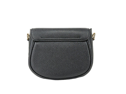 Crossbody Saddle Handbag by Marc Jacobs for women in pebbled leather black & gold features a multifaceted silhouette, showcasing a secure and multifaceted with versatile crossbody-strap, adjustable-strap & detachable-strap for multifaceted style.