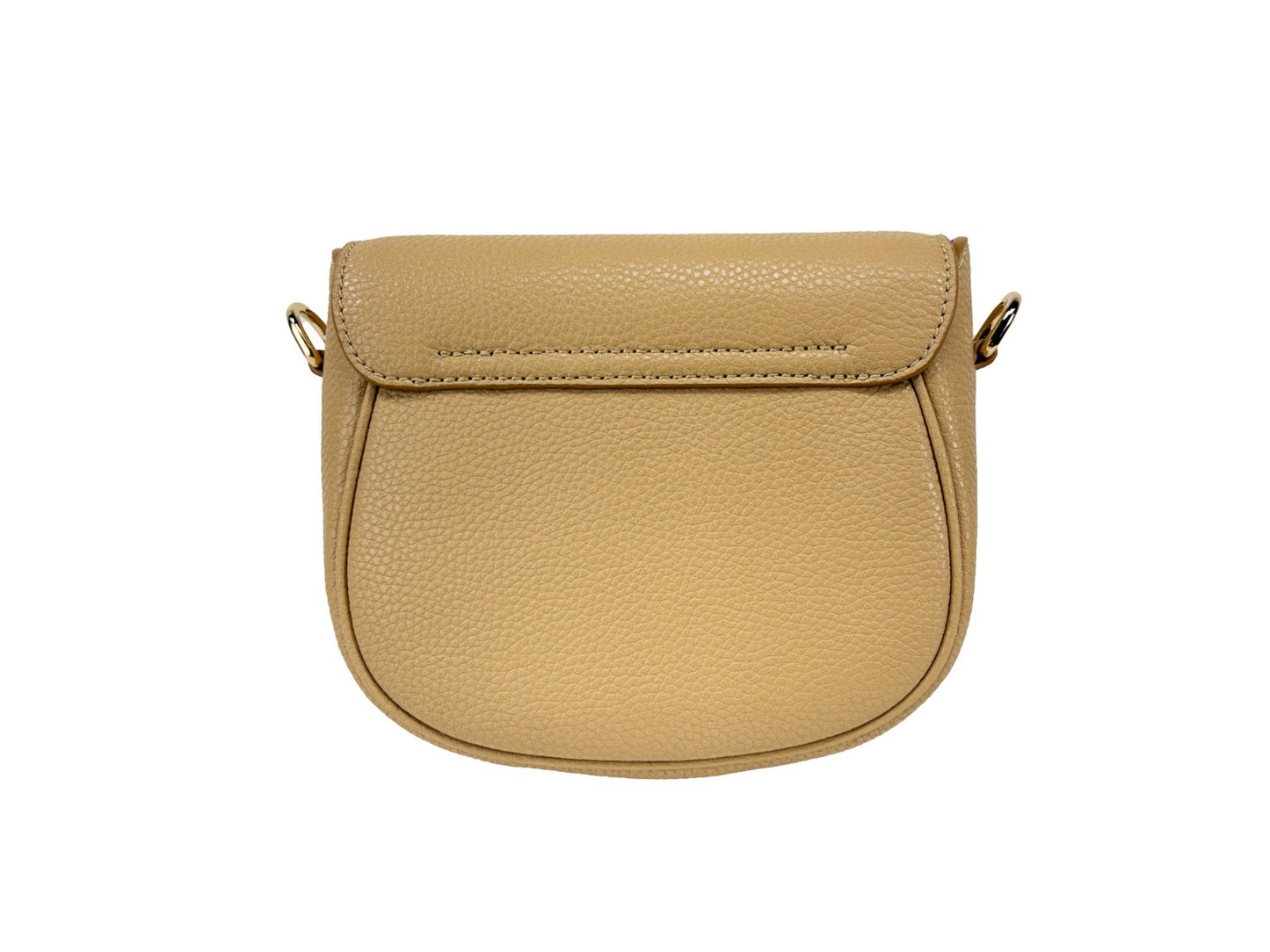 Crossbody Saddle Handbag by Marc Jacobs for women in pebbled leather camel & gold features a versatile chic silhouette, meticulously detailed with a secure , ample , and versatile crossbody-strap, adjustable-strap & detachable-strap.