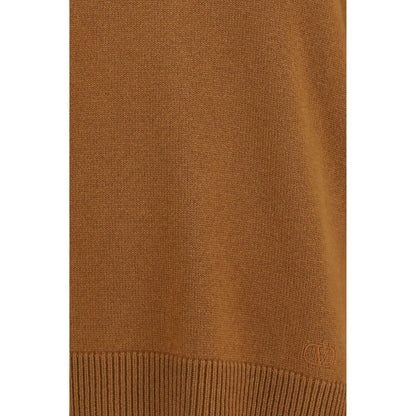 Sweater by Valentino Garavani for women in cashmere & capra leather brown showcases a downtown chic silhouette, artfully finished with a downtown chic and for a sophisticated, high-end look.