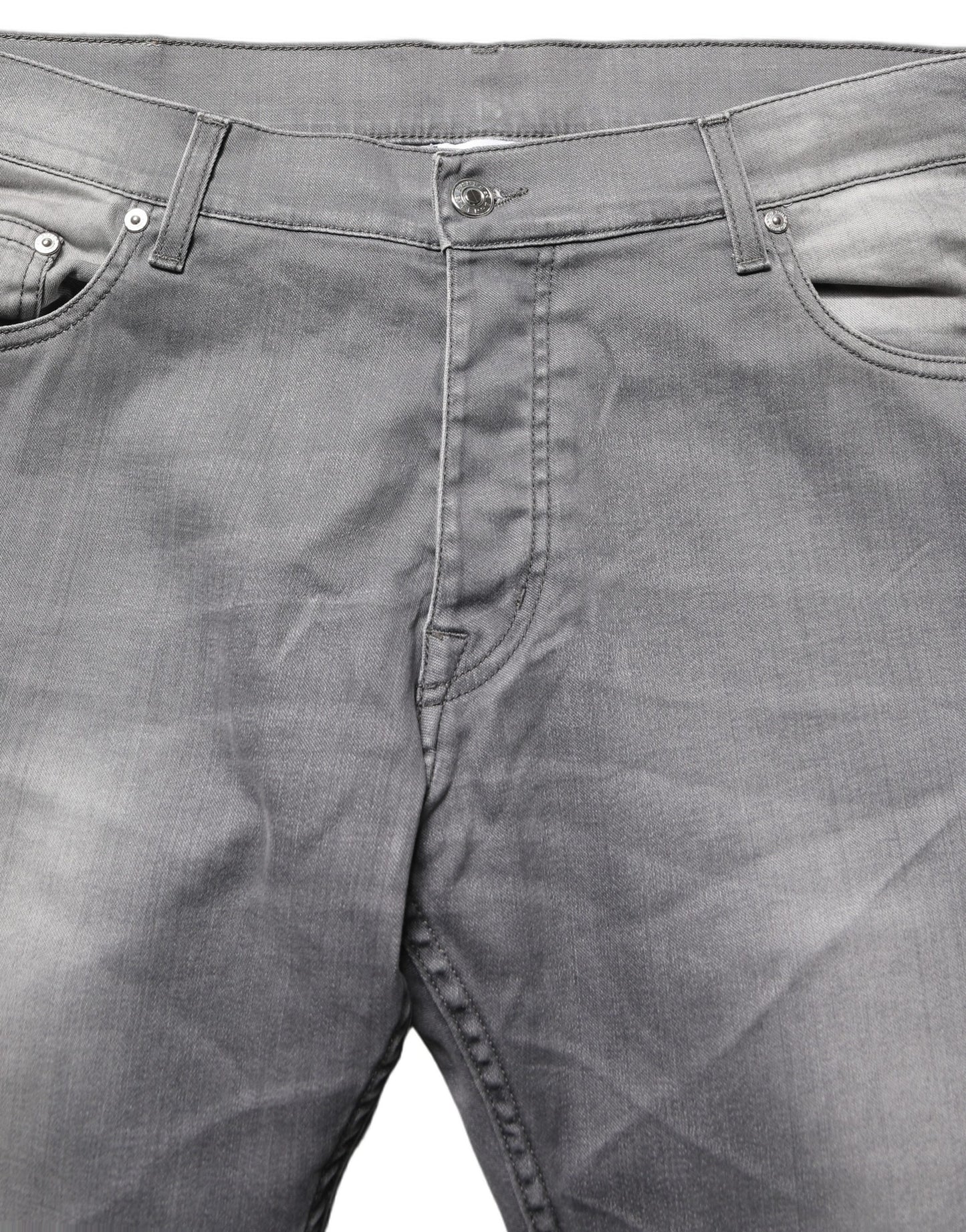 GF Ferre Gray Washed Mid Waist Straight Men Denim Trouser Jeans