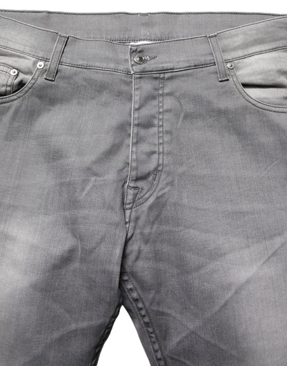 GF Ferre Gray Washed Mid Waist Straight Men Denim Trouser Jeans