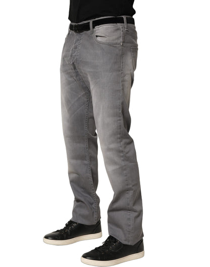 GF Ferre Gray Washed Mid Waist Straight Men Denim Trouser Jeans