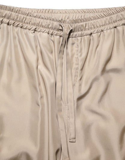 Dolce & Gabbana Brown Ruched Cargo Parachute Men Jogger Pants