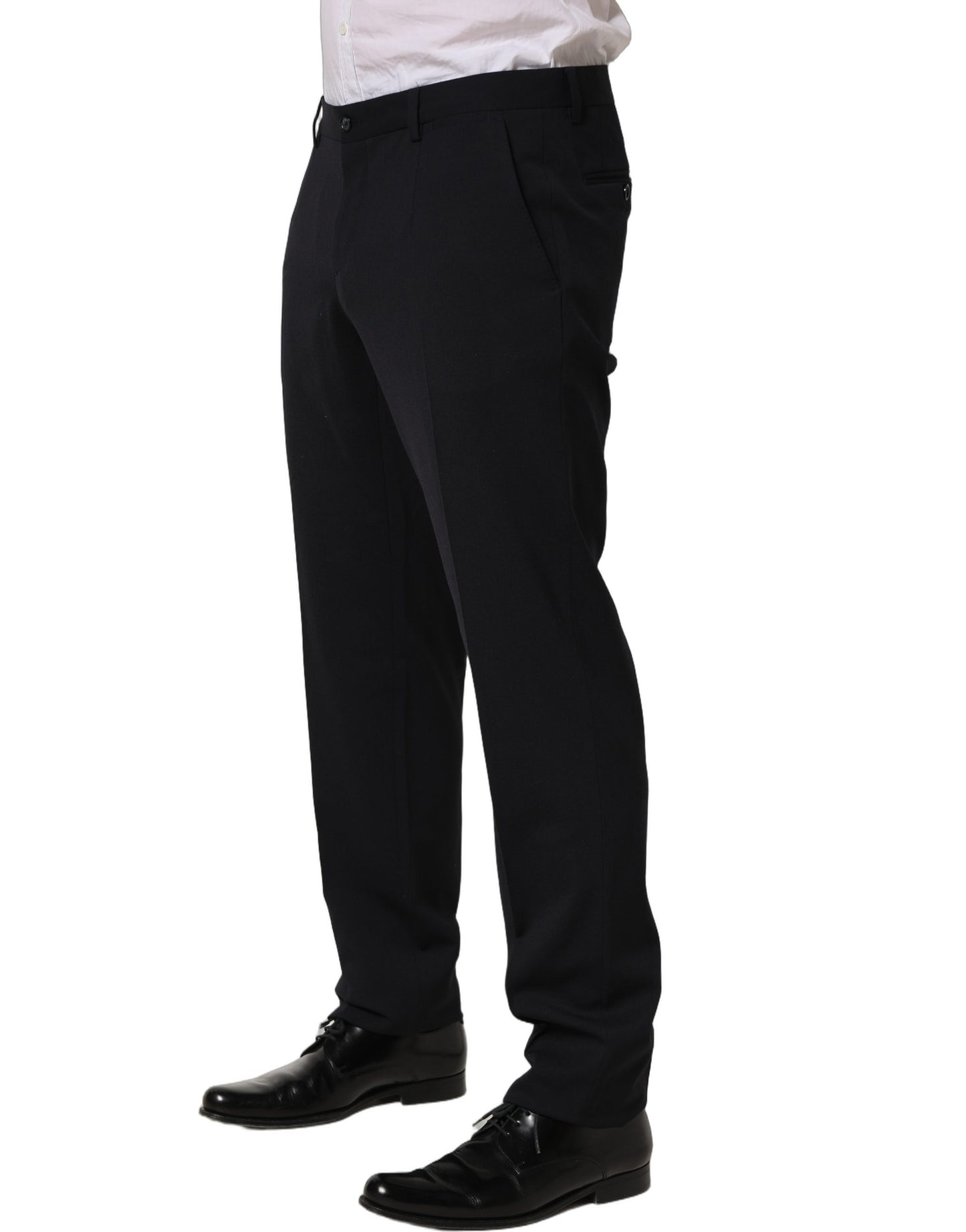 Dolce & Gabbana Black Wool Tapered Leg Dress Trouser Pants
