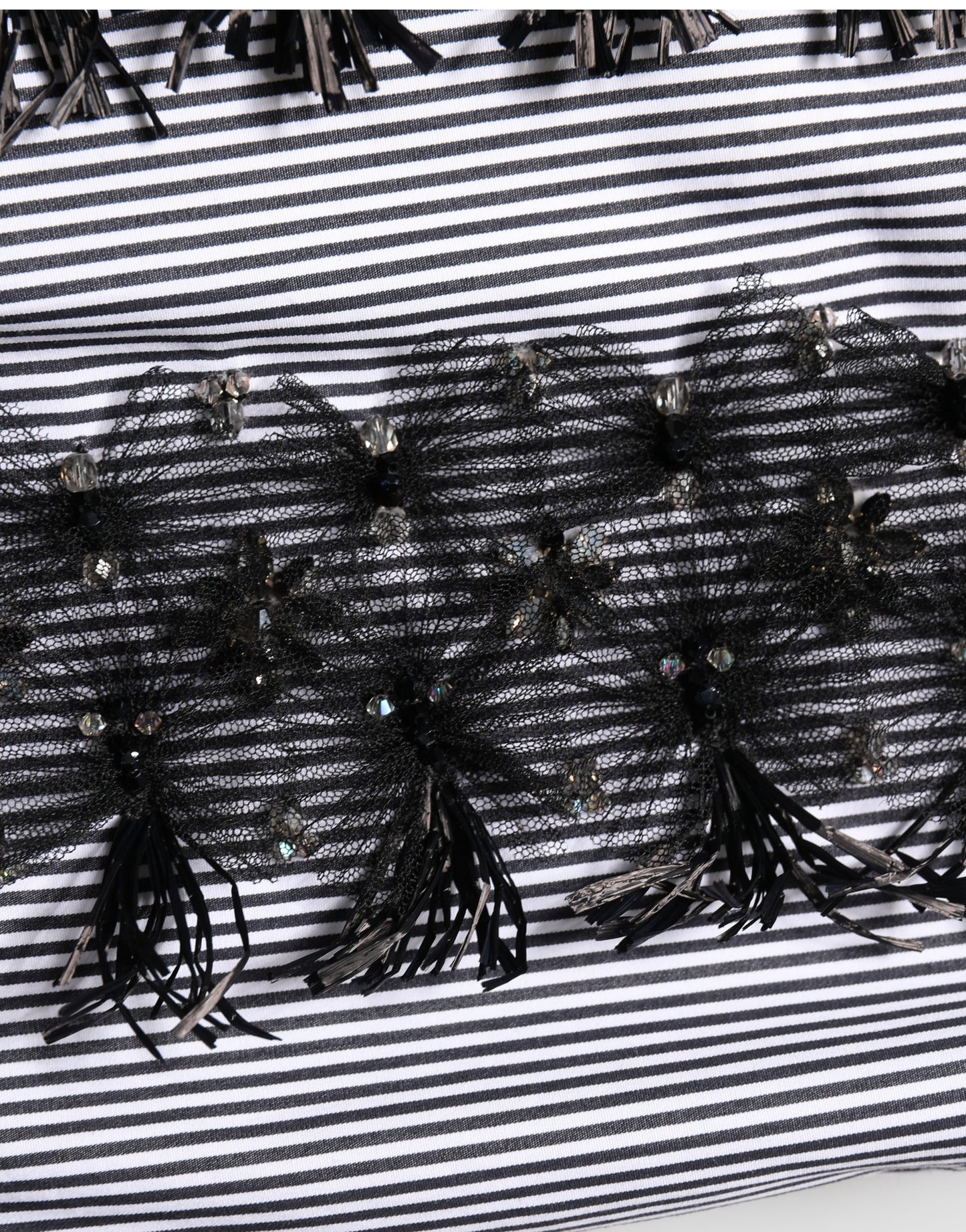 Dolce & Gabbana BlackGray Pinstripe Embellished Trouser Pants
