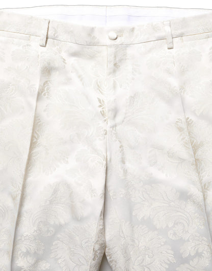 Dolce & Gabbana White Floral Men Dress Formal Trouser Pants