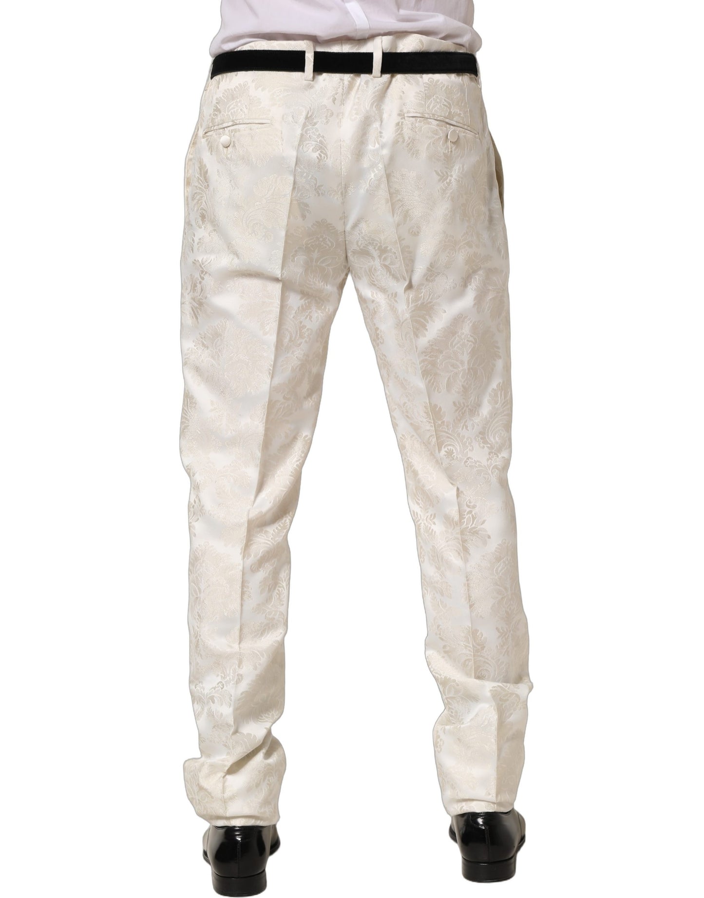 Dolce & Gabbana White Floral Men Dress Formal Trouser Pants
