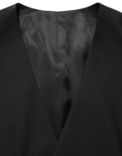Dolce & Gabbana Black Wool Single Breasted Waistcoat Vest
