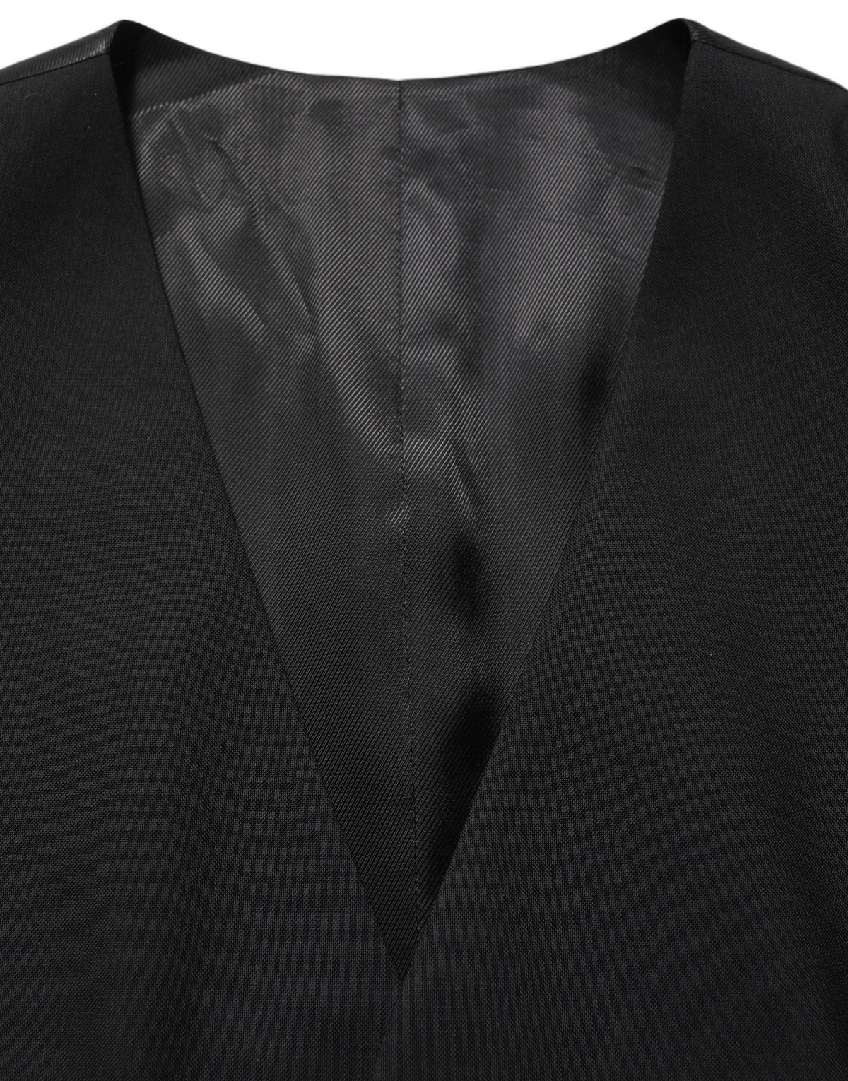 Dolce & Gabbana Men's Single Breasted Virgin Wool Viscose & Cupro Vest - Black