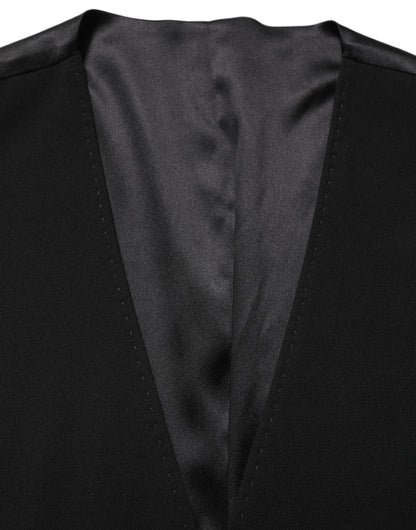 Dolce & Gabbana Black Wool Single Breasted Waistcoat Vest