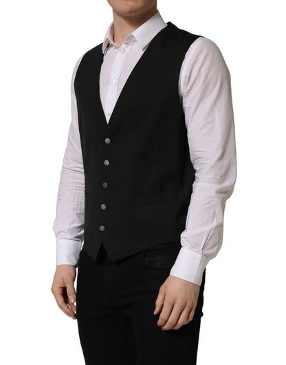 Dolce & Gabbana Men's Single Breasted Wool Vest - Black