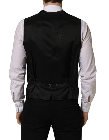 Dolce & Gabbana Black Single Breasted Men Waistcoat Vest