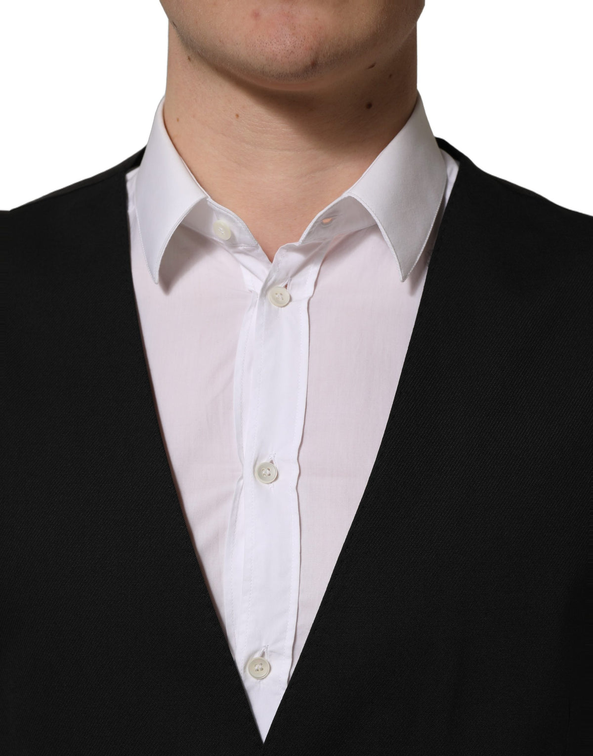 Dolce & Gabbana Men's Single Breasted Wool Vest - Black