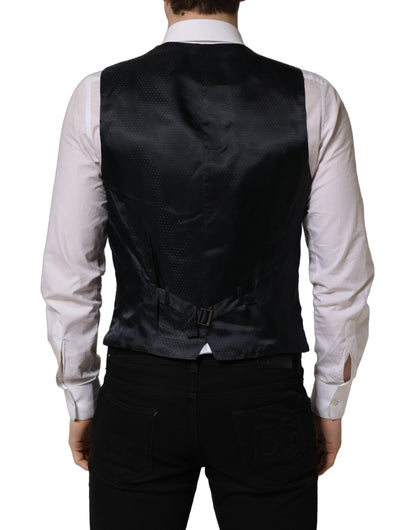 Dolce & Gabbana Black Wool Single Breasted Waistcoat Vest
