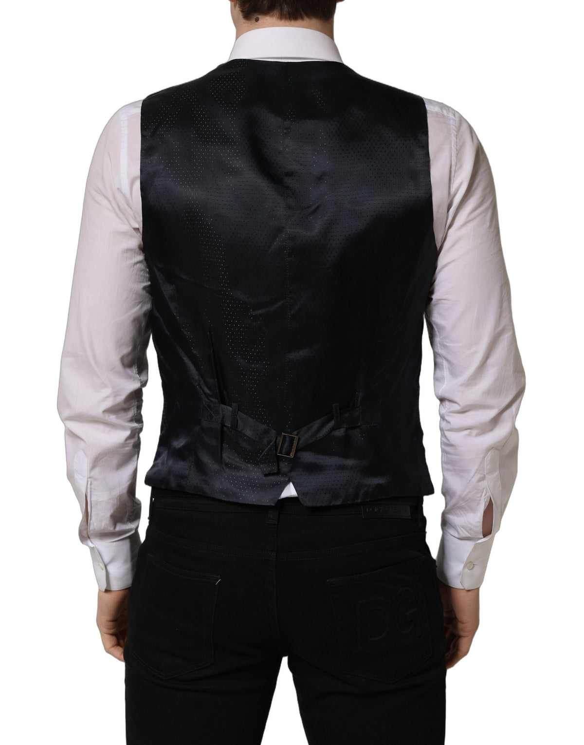 Dolce & Gabbana Men's Single Breasted Polyester & Wool Vest - Black