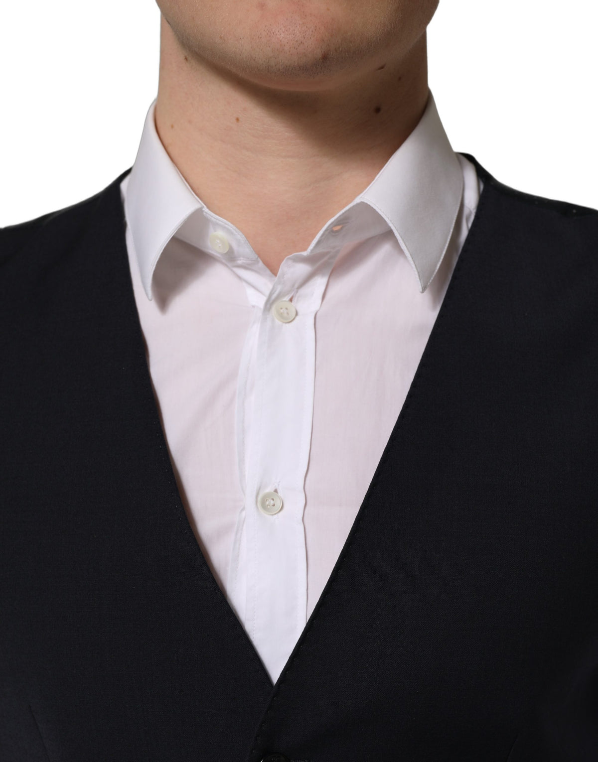 Dolce & Gabbana Men's Single Breasted Polyester & Wool Vest - Black