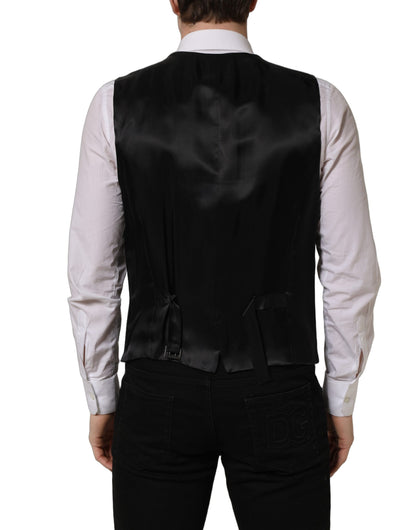 Dolce & Gabbana Black Wool Single Breasted Waistcoat Vest