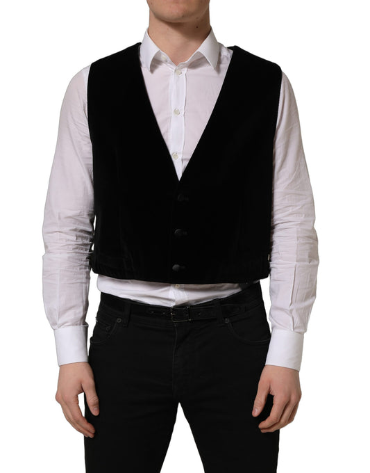 Vest by Dolce & Gabbana for men in cotton silk nylon & viscose black features a enviable silhouette, elegantly detailed with a enviable wrap neckline and functional for a enviable finish.