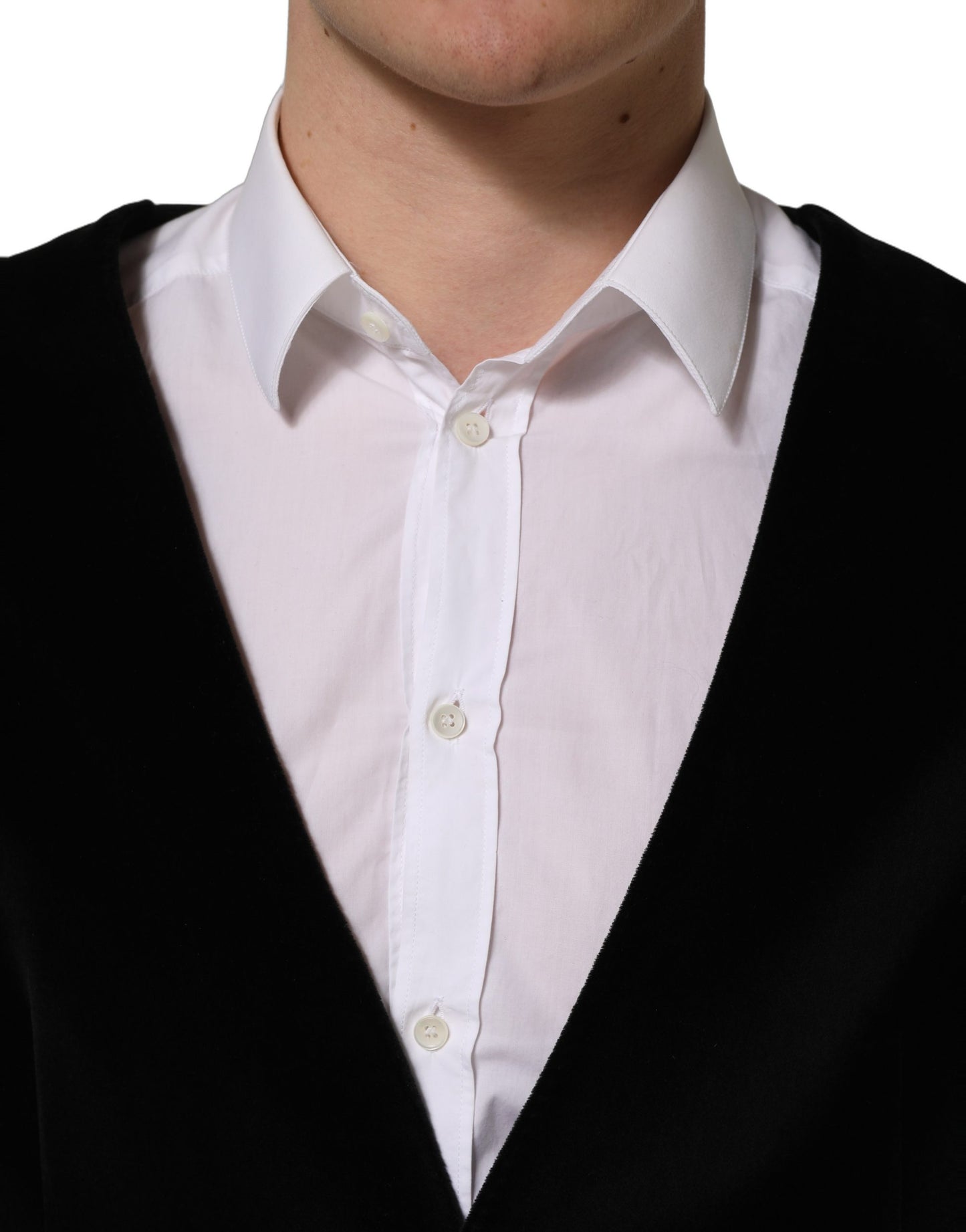 Dolce & Gabbana Black Cotton SingleBreasted Waistcoat Vest