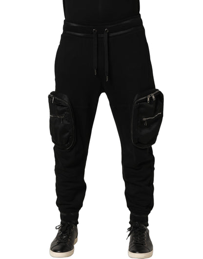 Dolce & Gabbana Black Mid Waist Cargo Jogger Sweatpants Pants