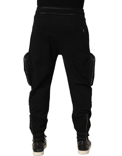 Dolce & Gabbana Black Mid Waist Cargo Jogger Sweatpants Pants