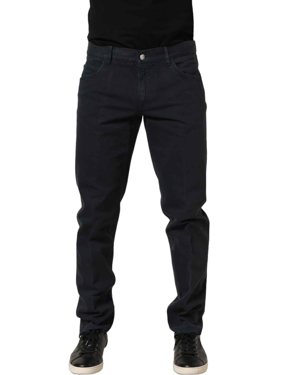 Dolce & Gabbana Men's Skinny Mid Rise Denim Cotton Jeans - Black