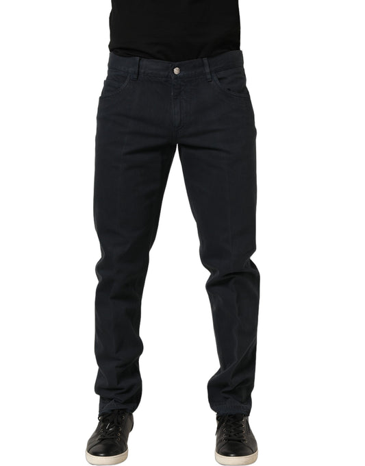 Dolce & Gabbana Men's Skinny Mid Rise Denim Cotton Jeans - Black