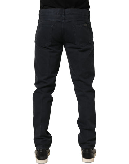 Dolce & Gabbana Men's Skinny Mid Rise Denim Cotton Jeans - Black