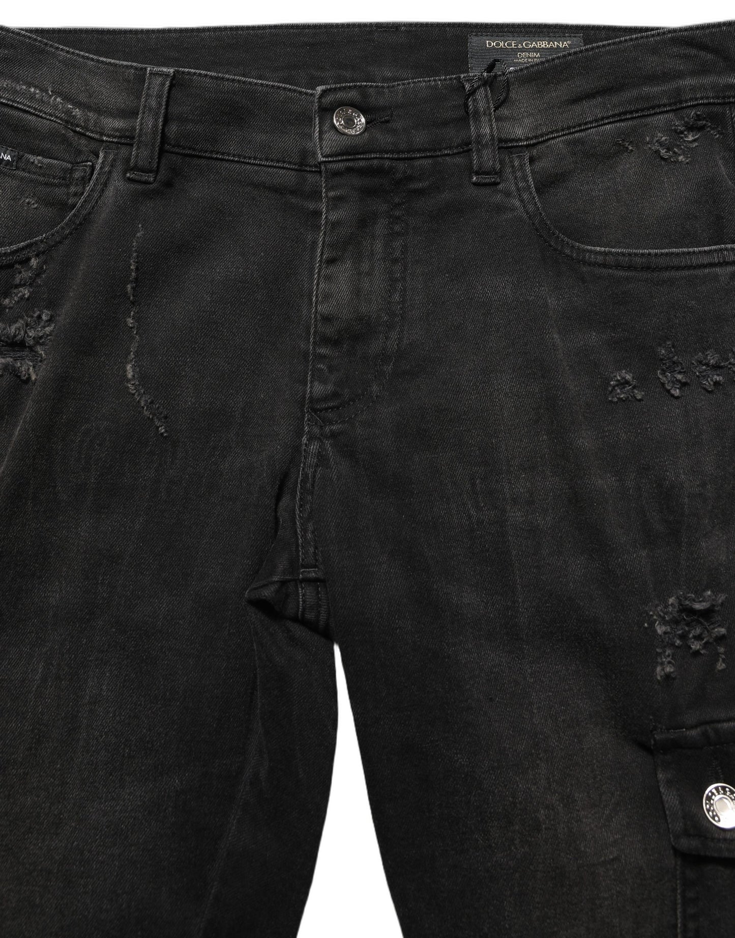 Dolce & Gabbana Black Distressed Cargo Cotton Men Denim Jeans