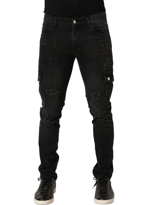 Jeans by Dolce & Gabbana for men in denim cotton black features an refined tailoring silhouette, showcasing a premium skinny with a and long cut for a refined tailoring look.