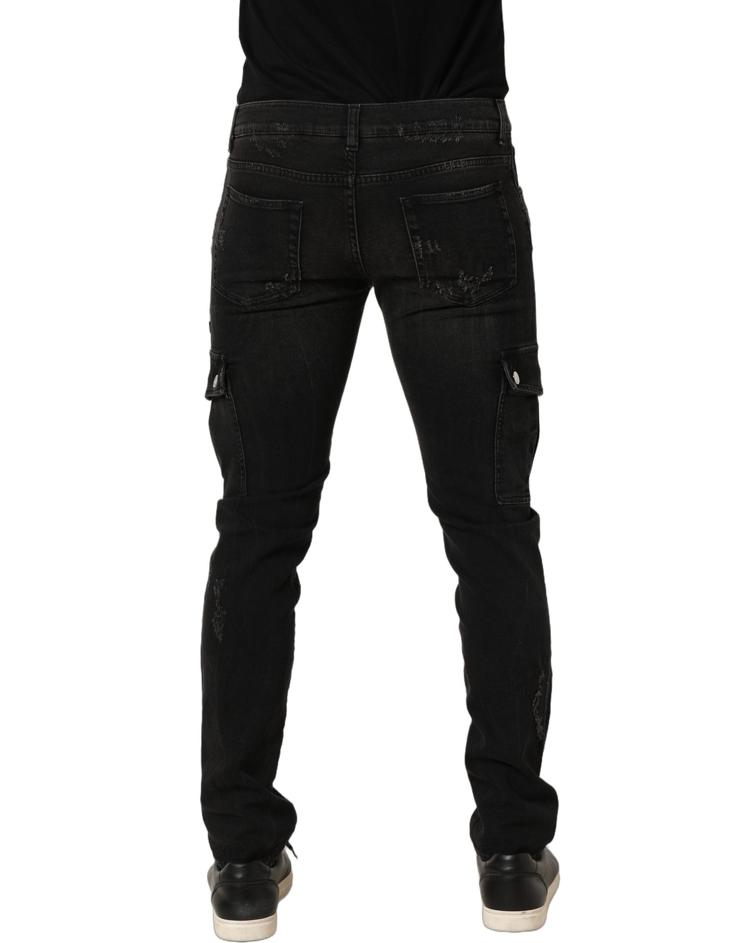 Dolce & Gabbana Black Distressed Cargo Cotton Men Denim Jeans