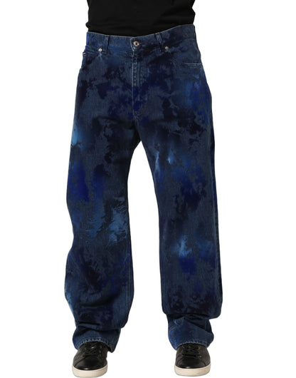 Dolce & Gabbana Blue Tie Dye Cotton Men Straight Denim Jeans