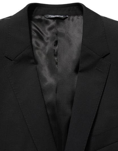 Dolce & Gabbana Black Wool Slim Fit Formal 3 Piece Men Suit