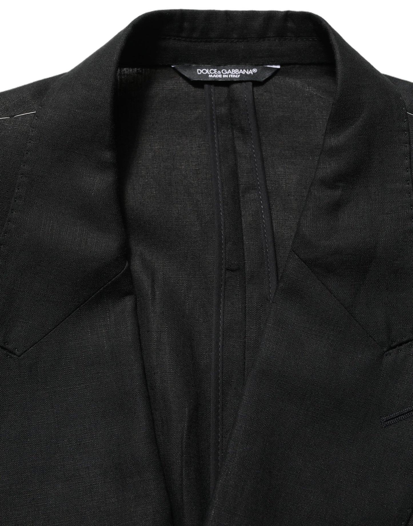 Dolce & Gabbana Black Linen Slim Fit Formal 2 Piece Suit