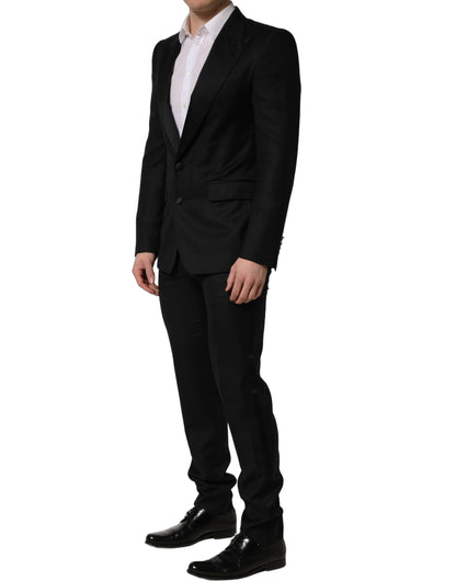 Dolce & Gabbana Black Wool Slim Fit Formal 2 Piece Men Suit