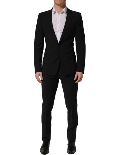 Dolce & Gabbana Black Wool Slim Fit Formal 2 Piece Men Suit