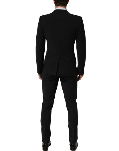 Dolce & Gabbana Black Wool Slim Fit Formal 2 Piece Men Suit