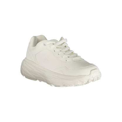 Athletic Sneakers by U.S. POLO ASSN. for women in polyester & polyurethane white & print presents a sleek silhouette, perfectly capturing the athletic style essence of Women's Athletic Polyester & Polyurethane Sneakers with its sleek design and premium finish.
