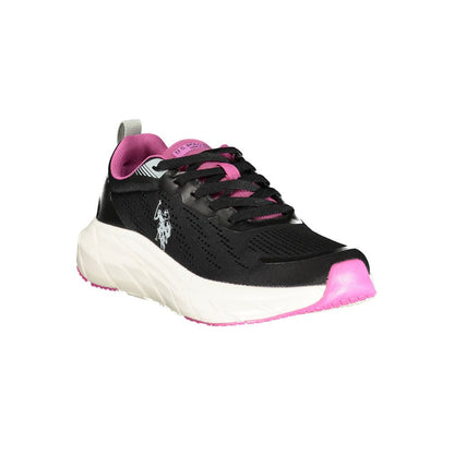 Athletic Sneakers by U.S. POLO ASSN. for women in polyester & polyurethane black & fuchsia showcases an impeccable silhouette, defined by an impeccable athletic style design that perfectly captures the essence of the Women's Athletic Polyester & Polyurethane Sneakers.