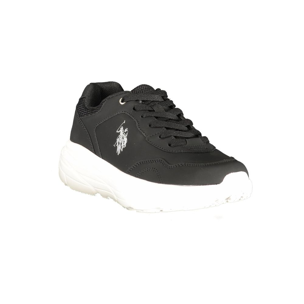 Athletic Sneakers by U.S. POLO ASSN. for women in polyester & polyurethane black & print features an architectural silhouette from the Women's Athletic Polyester & Polyurethane Sneakers collection, showcasing a architectural athletic style for a architectural look.