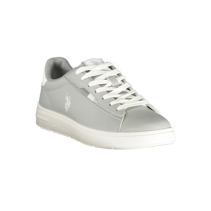 Athletic Sneakers by U.S. POLO ASSN. for men in polyester & polyurethane gray, white & print features an architectural silhouette from the Essence Men's Athletic Polyester & Polyurethane Sneakers collection, showcasing a architectural athletic style for a architectural look.