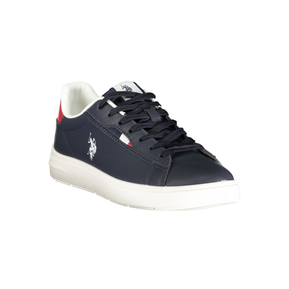 Athletic Sneakers by U.S. POLO ASSN. for men in polyester & polyurethane blue, red & print features an architectural silhouette from the Men's Athletic Polyester & Polyurethane Sneakers collection, showcasing a architectural athletic style for a architectural look.