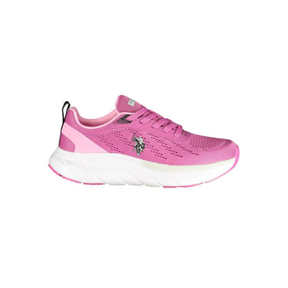 Athletic Sneakers by U.S. POLO ASSN. for women in polyester & polyurethane pink showcases an impeccable silhouette, defined by an impeccable athletic style design that perfectly captures the essence of the Women's Athletic Polyester & Polyurethane Sneakers.